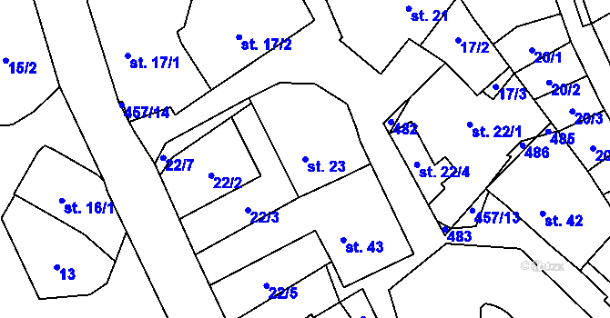 Parcela st. 23 v KÚ Veselice na Moravě, Katastrální mapa