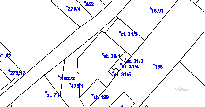 Parcela st. 31/1 v KÚ Veselice na Moravě, Katastrální mapa