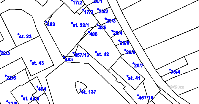 Parcela st. 42 v KÚ Veselice na Moravě, Katastrální mapa