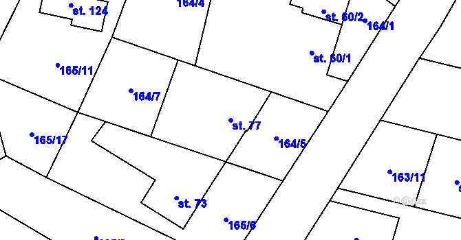 Parcela st. 77 v KÚ Veselice na Moravě, Katastrální mapa
