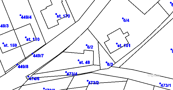 Parcela st. 6/2 v KÚ Veselice na Moravě, Katastrální mapa