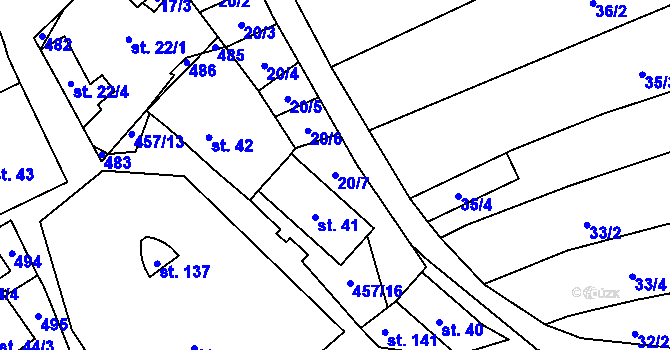 Parcela st. 20/7 v KÚ Veselice na Moravě, Katastrální mapa