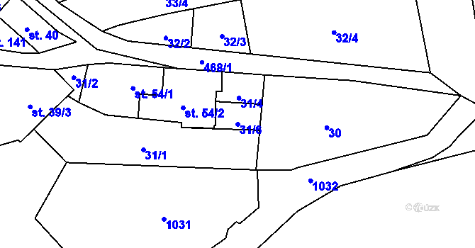 Parcela st. 31/6 v KÚ Veselice na Moravě, Katastrální mapa