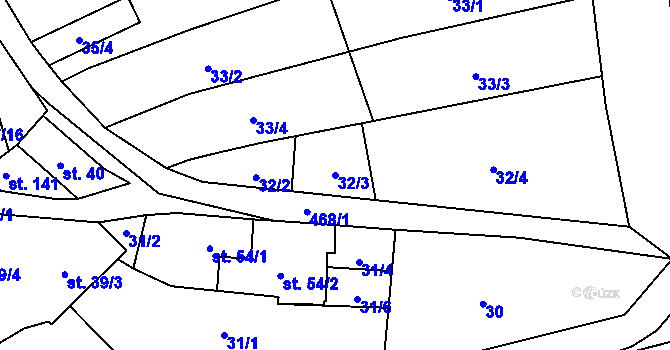 Parcela st. 32/3 v KÚ Veselice na Moravě, Katastrální mapa