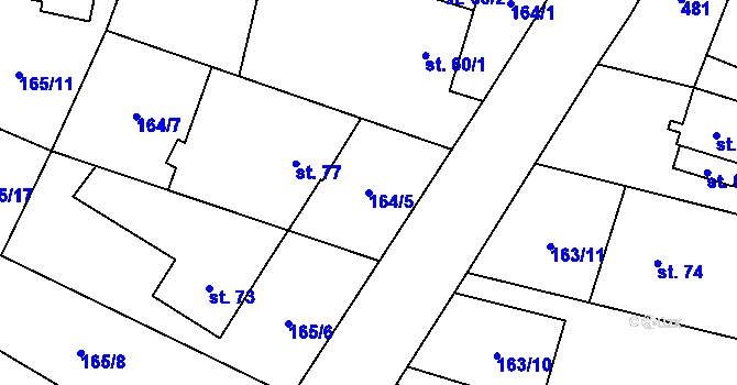 Parcela st. 164/5 v KÚ Veselice na Moravě, Katastrální mapa