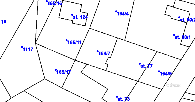 Parcela st. 164/7 v KÚ Veselice na Moravě, Katastrální mapa