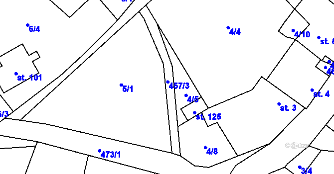 Parcela st. 457/3 v KÚ Veselice na Moravě, Katastrální mapa