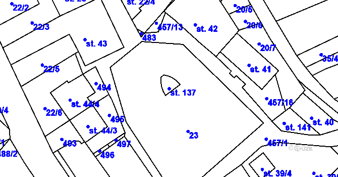 Parcela st. 137 v KÚ Veselice na Moravě, Katastrální mapa