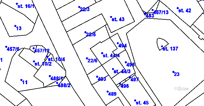 Parcela st. 44/4 v KÚ Veselice na Moravě, Katastrální mapa