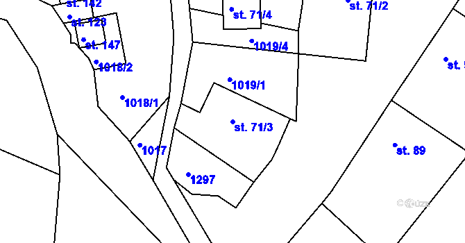 Parcela st. 71/3 v KÚ Vážany u Boskovic, Katastrální mapa