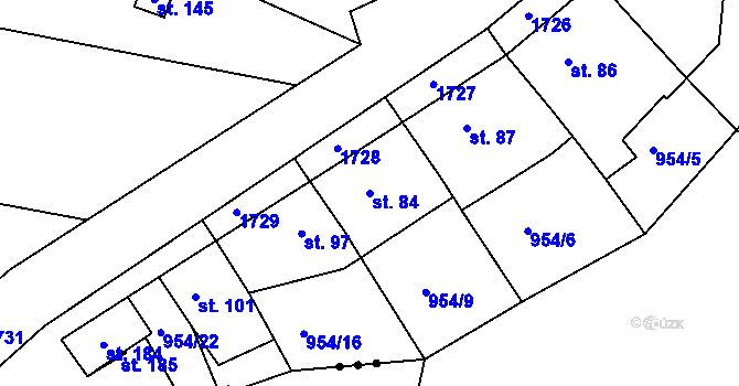 Parcela st. 84 v KÚ Vážany u Boskovic, Katastrální mapa