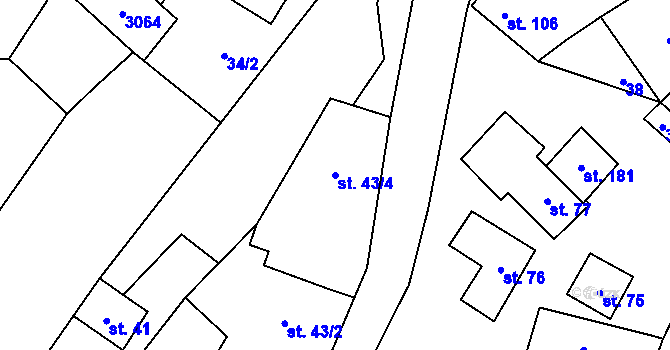 Parcela st. 43/4 v KÚ Vážany u Uherského Hradiště, Katastrální mapa