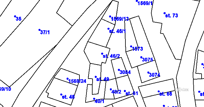 Parcela st. 46/2 v KÚ Vážany u Uherského Hradiště, Katastrální mapa