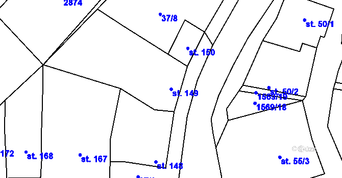 Parcela st. 149 v KÚ Vážany u Uherského Hradiště, Katastrální mapa