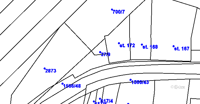 Parcela st. 37/9 v KÚ Vážany u Uherského Hradiště, Katastrální mapa