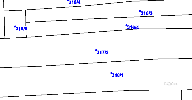 Parcela st. 317/2 v KÚ Vážany u Uherského Hradiště, Katastrální mapa