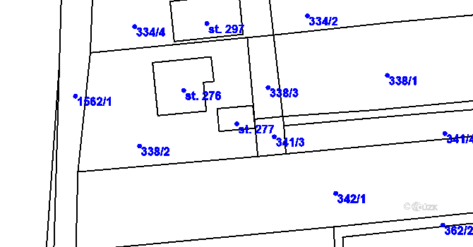 Parcela st. 277 v KÚ Vážany u Uherského Hradiště, Katastrální mapa