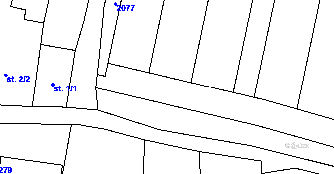 Parcela st. 2081/2 v KÚ Vážany u Uherského Hradiště, Katastrální mapa