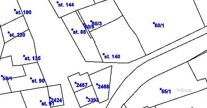 Parcela st. 140 v KÚ Vážany u Vyškova, Katastrální mapa