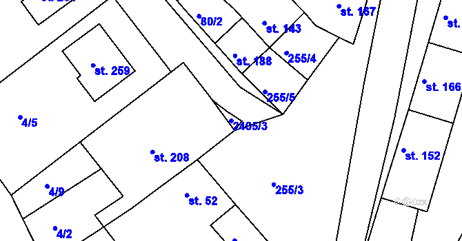 Parcela st. 2405/3 v KÚ Vážany u Vyškova, Katastrální mapa