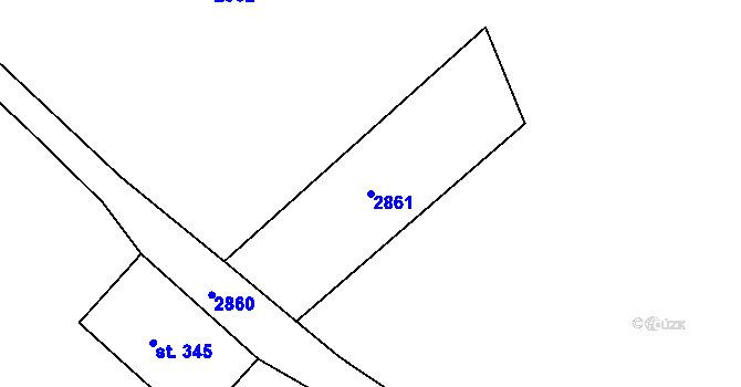 Parcela st. 2861 v KÚ Vážany u Vyškova, Katastrální mapa