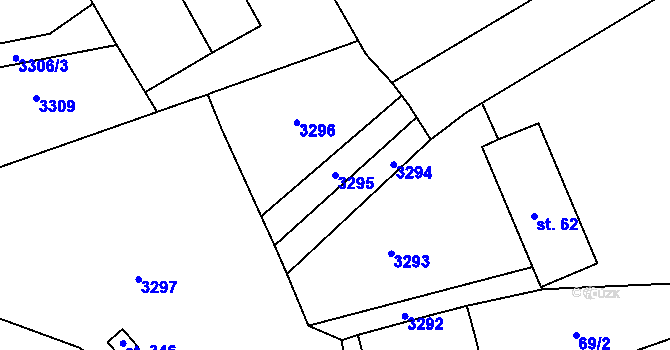 Parcela st. 3295 v KÚ Vážany u Vyškova, Katastrální mapa