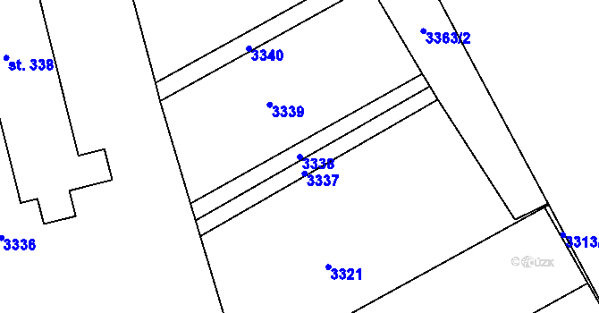 Parcela st. 3338 v KÚ Vážany u Vyškova, Katastrální mapa