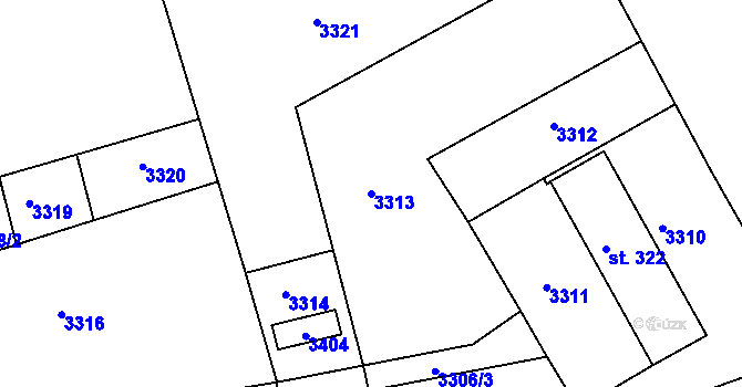 Parcela st. 3313 v KÚ Vážany u Vyškova, Katastrální mapa