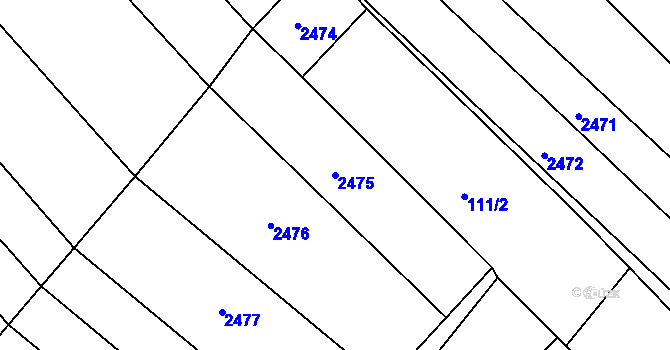 Parcela st. 2475 v KÚ Vážany u Vyškova, Katastrální mapa
