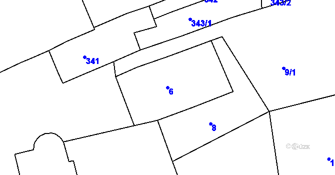 Parcela st. 6 v KÚ Královopolské Vážany, Katastrální mapa