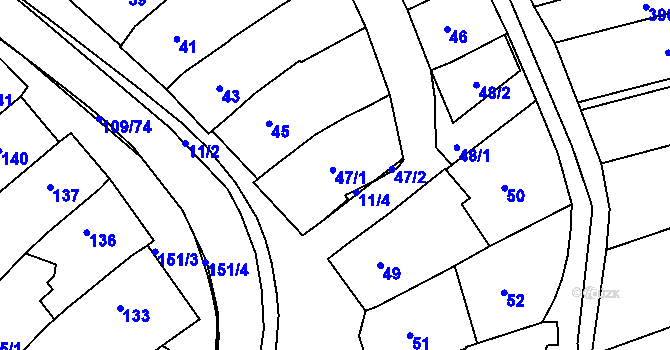 Parcela st. 47 v KÚ Královopolské Vážany, Katastrální mapa