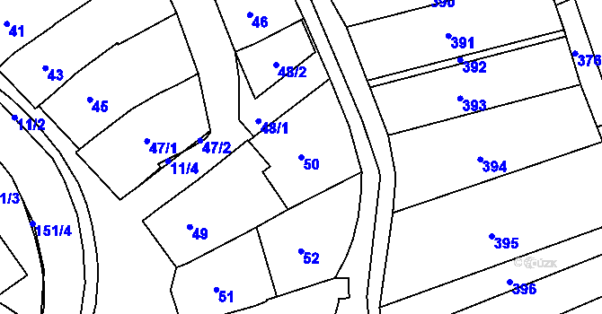Parcela st. 50 v KÚ Královopolské Vážany, Katastrální mapa