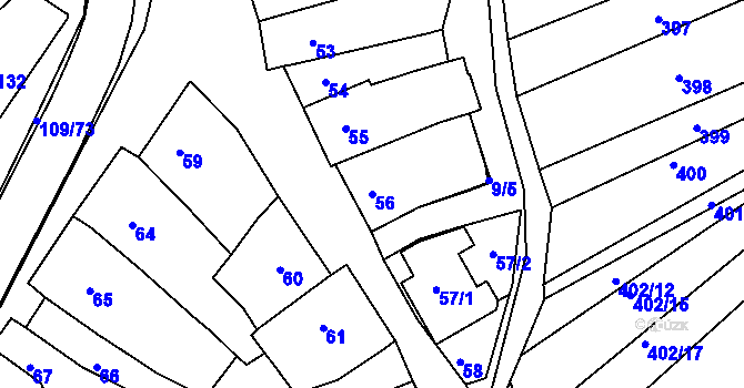 Parcela st. 56 v KÚ Královopolské Vážany, Katastrální mapa