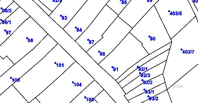Parcela st. 88 v KÚ Královopolské Vážany, Katastrální mapa
