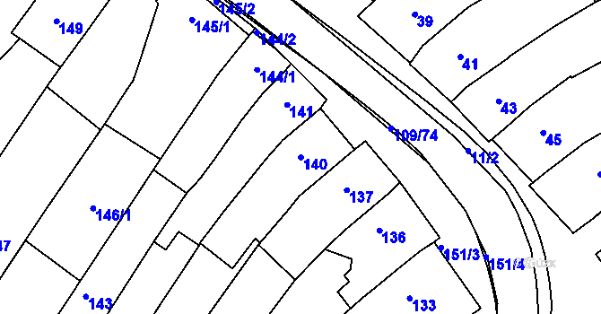 Parcela st. 140 v KÚ Královopolské Vážany, Katastrální mapa