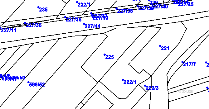 Parcela st. 225 v KÚ Královopolské Vážany, Katastrální mapa