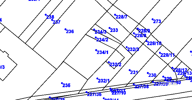 Parcela st. 234/1 v KÚ Královopolské Vážany, Katastrální mapa