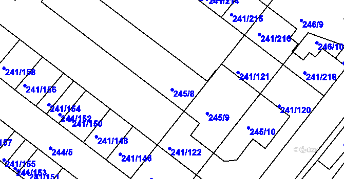 Parcela st. 245/8 v KÚ Královopolské Vážany, Katastrální mapa