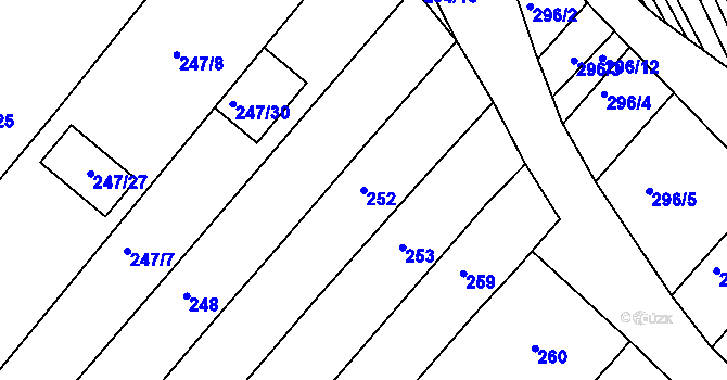Parcela st. 252 v KÚ Královopolské Vážany, Katastrální mapa