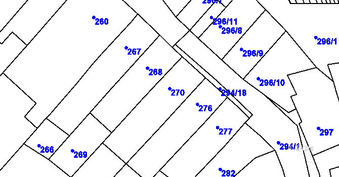 Parcela st. 270 v KÚ Královopolské Vážany, Katastrální mapa