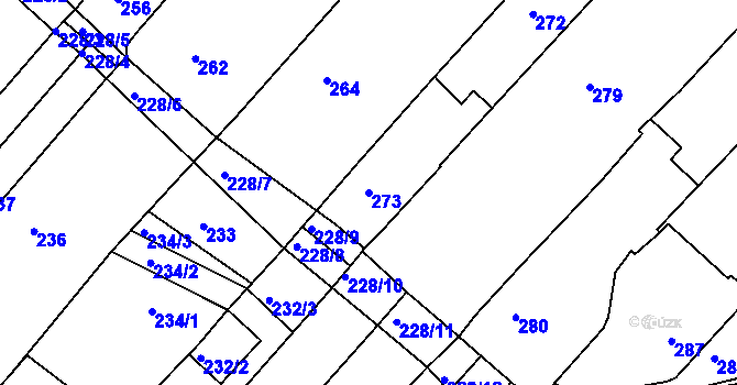 Parcela st. 273 v KÚ Královopolské Vážany, Katastrální mapa
