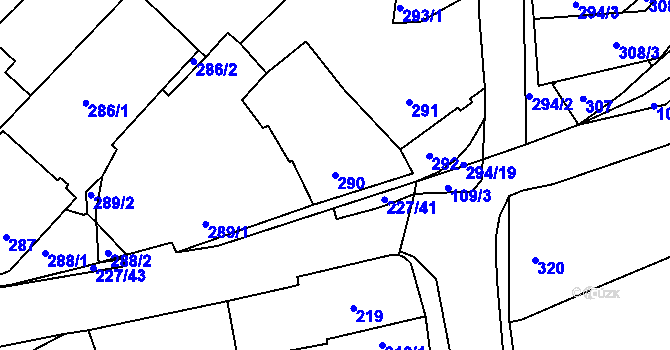 Parcela st. 290 v KÚ Královopolské Vážany, Katastrální mapa