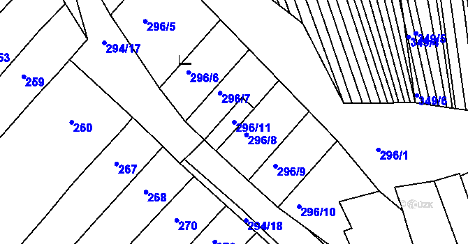 Parcela st. 296/11 v KÚ Královopolské Vážany, Katastrální mapa