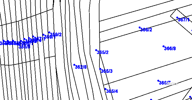 Parcela st. 365/2 v KÚ Královopolské Vážany, Katastrální mapa