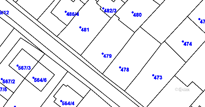 Parcela st. 479 v KÚ Královopolské Vážany, Katastrální mapa