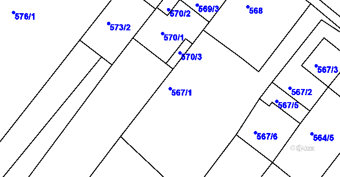 Parcela st. 567/1 v KÚ Královopolské Vážany, Katastrální mapa