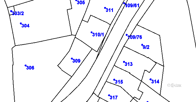 Parcela st. 310/2 v KÚ Královopolské Vážany, Katastrální mapa