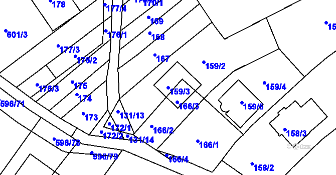 Parcela st. 159/3 v KÚ Královopolské Vážany, Katastrální mapa