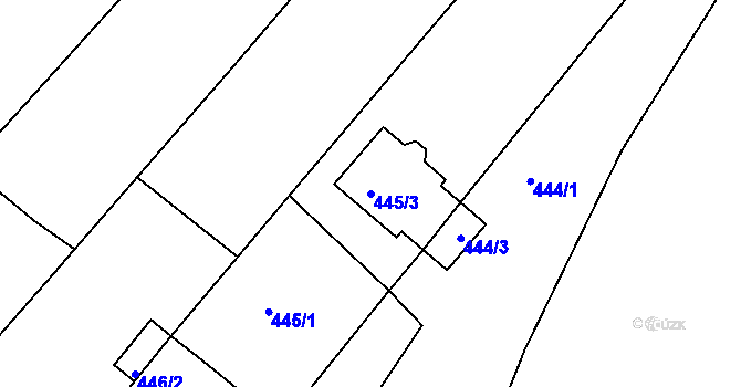 Parcela st. 445/3 v KÚ Královopolské Vážany, Katastrální mapa