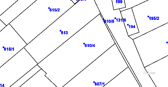 Parcela st. 610/4 v KÚ Královopolské Vážany, Katastrální mapa